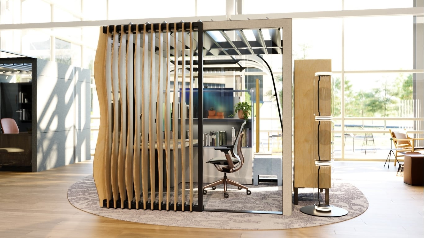 light working pod with a sliding door